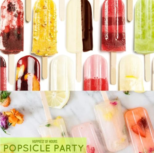 Homemade Popsicle Molds Shapes, Silicone Frozen Ice Popsicle Maker Non-BPA, with 50 Popsicle Sticks, 50 Popsicle Bags, 10 Reusable Popsicle Sticks, Funnel, Brush and Ice Pop Recipes (Blue)