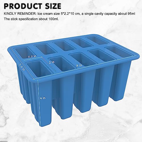 Homemade Popsicle Molds Shapes, Silicone Frozen Ice Popsicle Maker Non-BPA, with 50 Popsicle Sticks, 50 Popsicle Bags, 10 Reusable Popsicle Sticks, Funnel, Brush and Ice Pop Recipes (Blue)