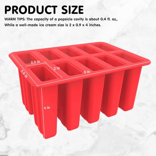 Homemade Popsicle Molds Shapes, 10PCS Silicone Ice Pop Maker Non-BPA, with 50 Sticks, 50 Bags, 10 Reusable Sticks, Funnel, Brush and Ice Pop Recipes