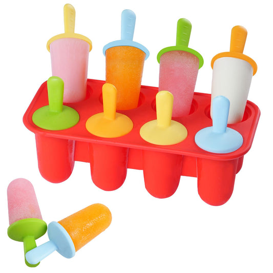 Miaowoof Popsicles Molds, 8-Cavity Silicone Popsicle Molds for Toddlers, Non-BPA Premium Silicone Small Popsicle Molds, Ice Pop Mold with 8 Colorful Reusable Sticks for Kids